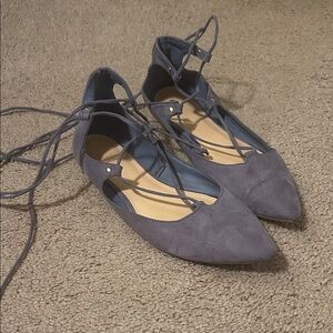 Old Navy Dusty Blue Lace Up Ballet Flats